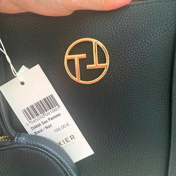 NWT France Texier Black Leather Shoulder Bag Tote with Porchette purse - Picture 3 of 10